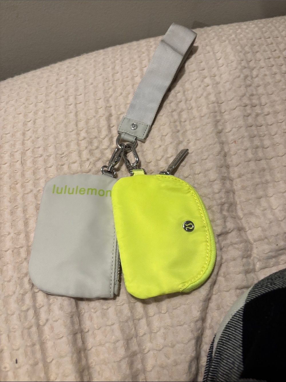 Green and grey lululemon dual wallet
